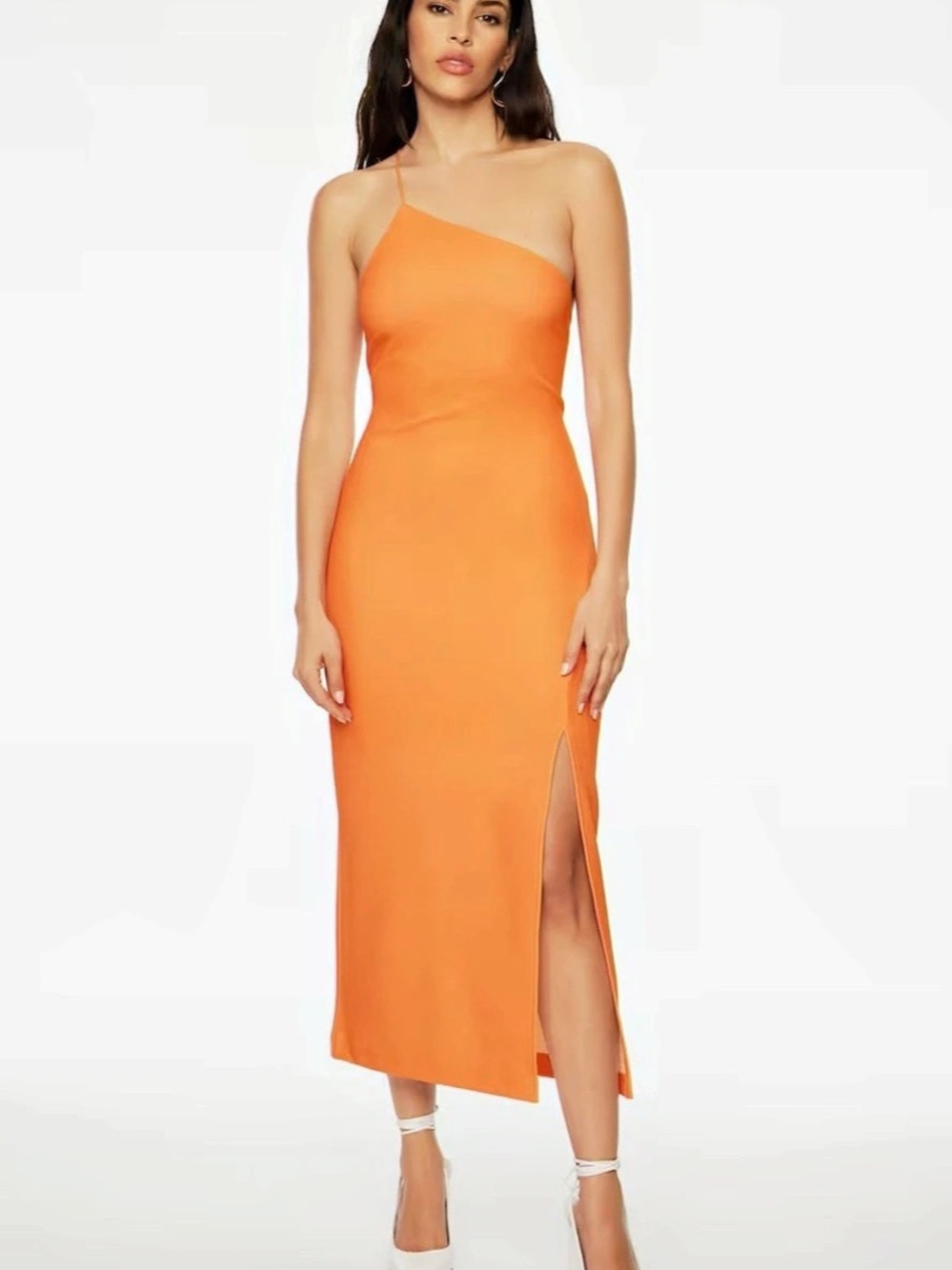 Dynamite Asymmetrical Midi Dress in Orange Size Small NWT